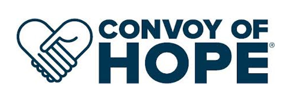 It's the logo for Convoy of Hope, featuring a heart shape formed by two hands.
