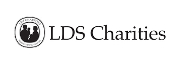 Logo of LDS Charities featuring two silhouettes and text.